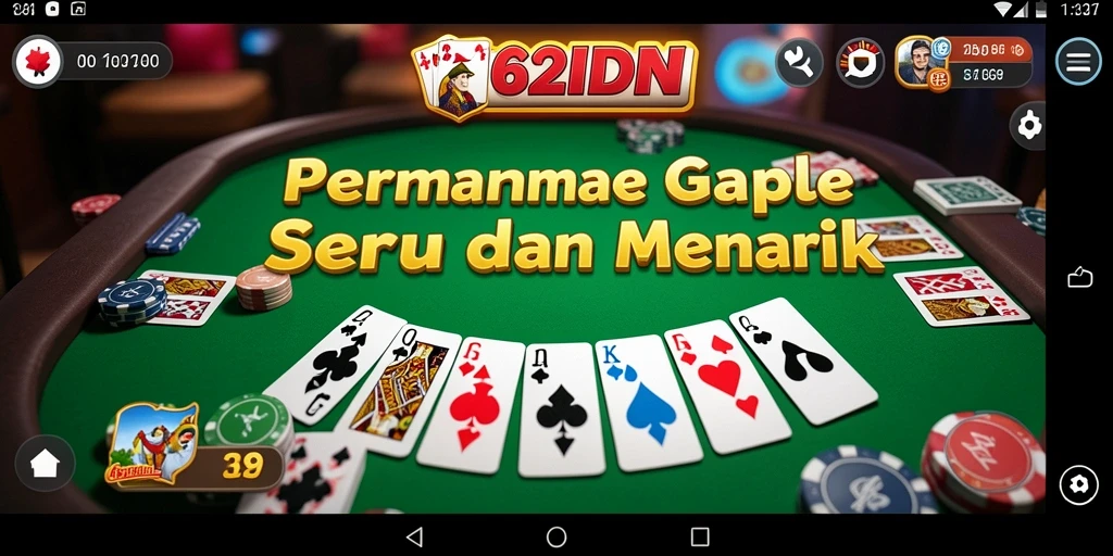 Tampilan gameplay menarik dari 62IDN dengan suasana Gaple.