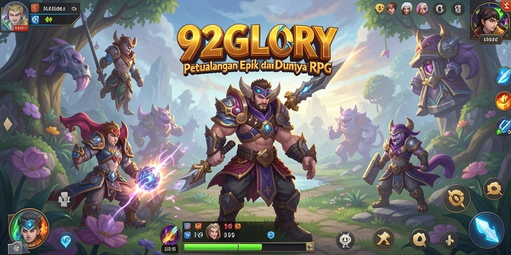 Tangkapan layar 92GLORY memperlihatkan aksi pertarungan yang mendebarkan dalam RPG.