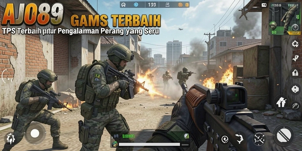 Tampilan aksi seru dalam game TPS AJO89 saat pertempuran berlangsung.