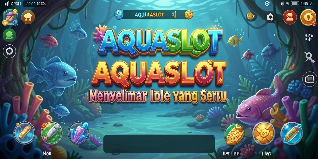 Tampilan screenshot utama AQUASLOT yang menunjukkan gameplay Idle yang menarik.