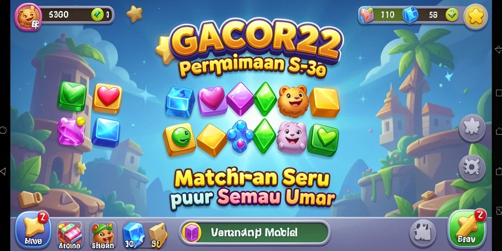 Tampilan gameplay seru di GACOR22 dengan kombinasi match-3.