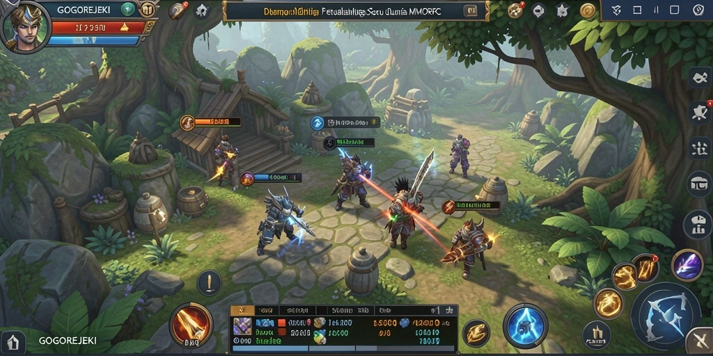 Gameplay seru dalam GOGOREJEKI dengan pertarungan menarik.