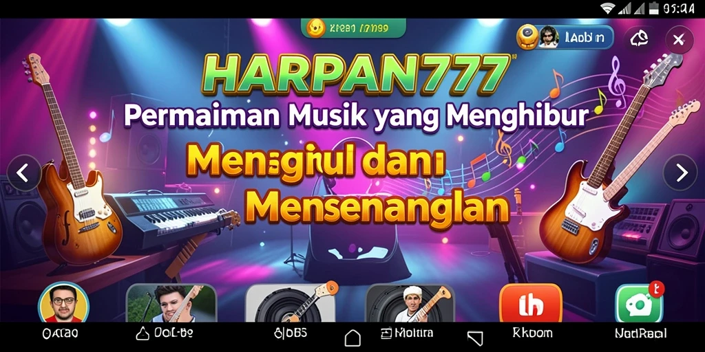 Tampilan gameplay <strong>HARAPAN777</strong> yang seru dan interaktif dengan musik.