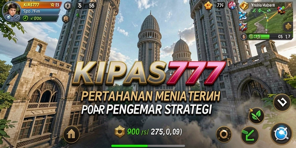 Tampilan gameplay KIPAS777 menunjukkan menara dan musuh yang berinteraksi.
