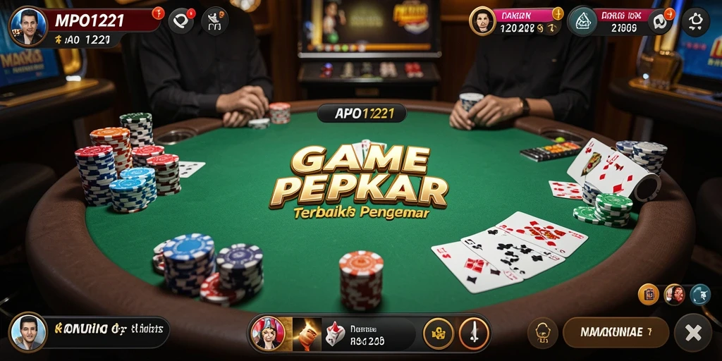 Screenshot menunjukkan pemain yang bersemangat bermain poker di MPO1221.