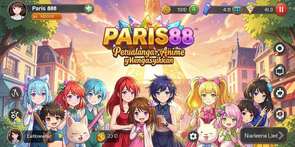 Tampilan gameplay seru di dunia anime yang penuh warna.