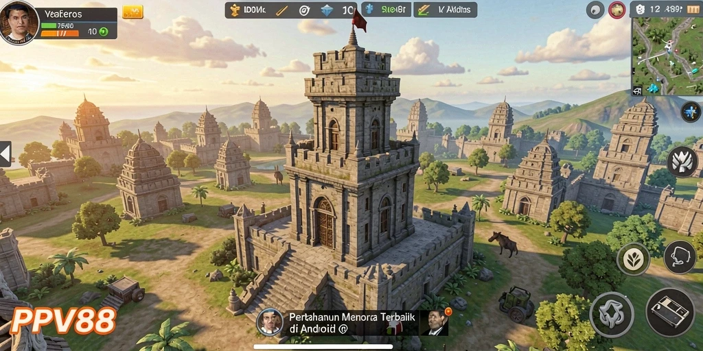 Tampilan gameplay mengasyikkan dalam PPV88 Tower Defense.