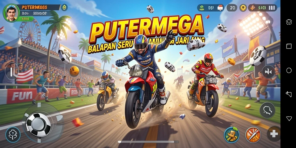 Gameplay seru balapan mobil di PUTERMEGA dengan grafik yang memukau.
