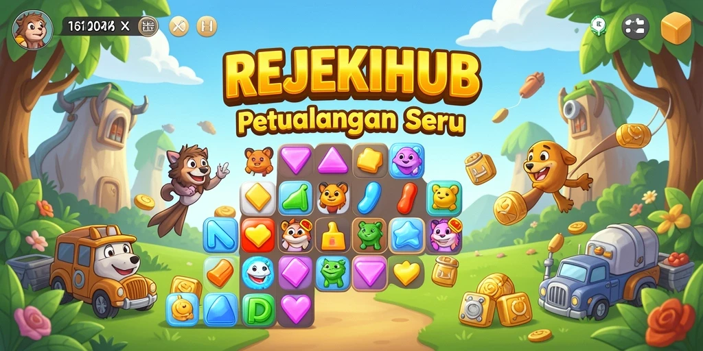 Screenshot gameplay REJEKIHUB yang menunjukkan momen seru mencocokkan elemen Match-3.