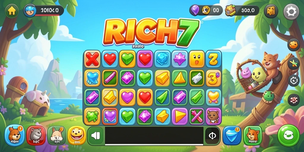 Tampilan gameplay seru RICH7 dengan ikonik Match-3.