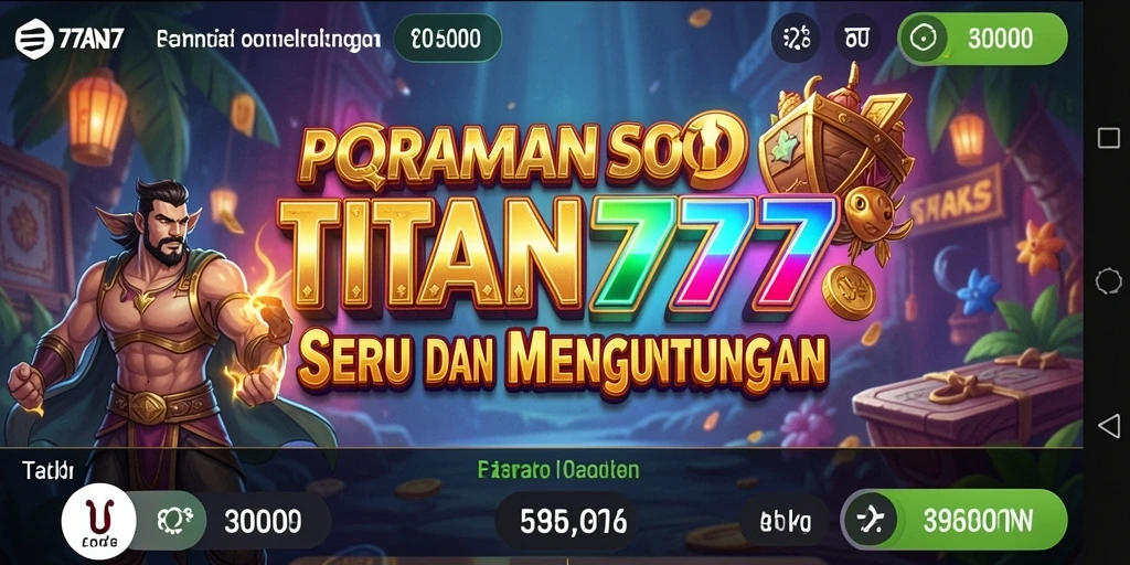 Tampilan utama gameplay Slot TITAN777 yang penuh warna.