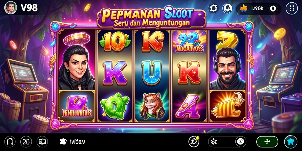 Tangkapan layar dari gameplay V98 yang menarik dan penuh warna.