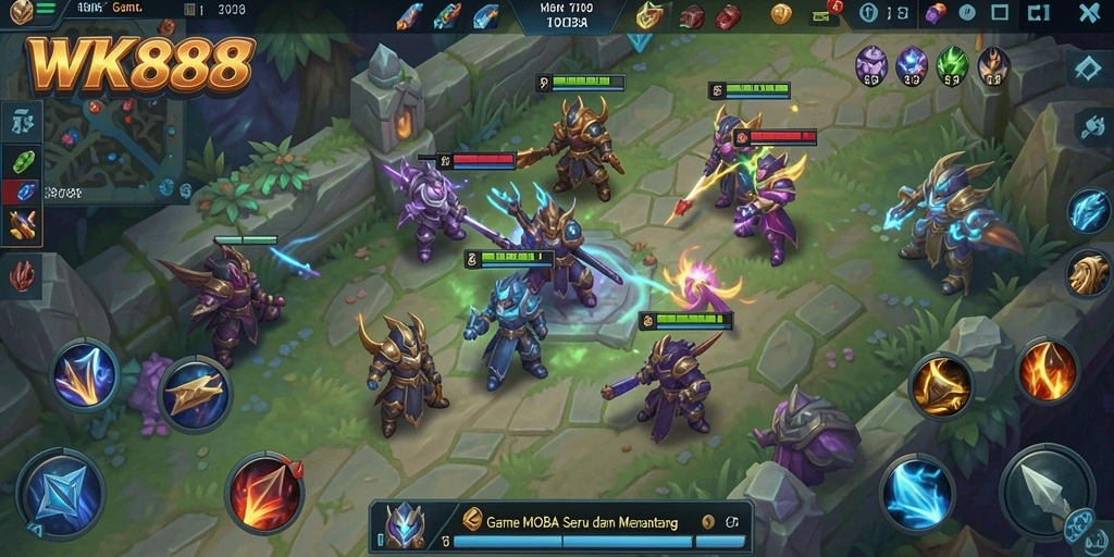 Screenshot gameplay WK888 menampilkan pertempuran seru antara karakter.