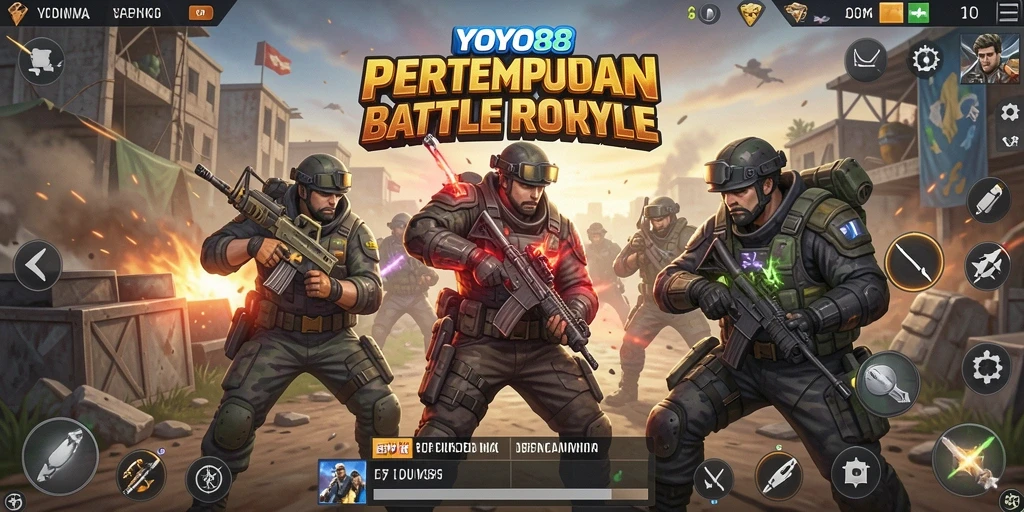 Tangkapan layar menunjukkan aksi pertempuran mendebarkan dalam game Battle Royale.