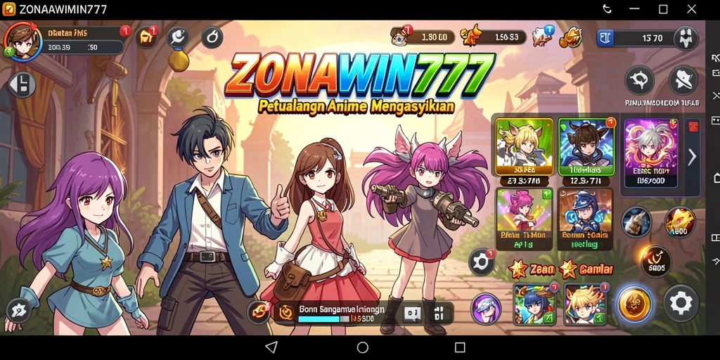 Tampilan gameplay ZONAWIN777 dengan karakter anime beraksi.